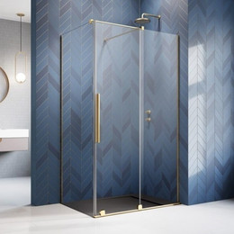 Душевое ограждение Radaway Furo Gold KDJ 140х100 см R (стекло 8 мм), золото/прозрачное - фото 