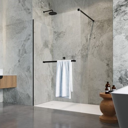 Душевая перегородка Radaway Modo New Black II 90х200 см 389094-54-01W (стекло 8 мм) с полотенцедержателем, черный/прозрачное - фото 