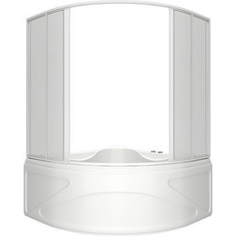 Шторка для ванны Bas Риола 1350х1450 мм, белый/матовое (пластик) - фото 