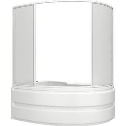 Шторка для ванны Bas Сагра 1600х1450 мм, белый/матовое (пластик) - фото 