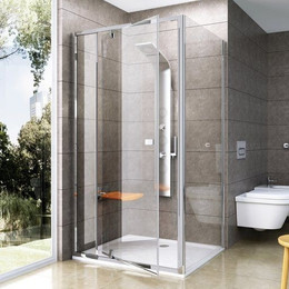 Душевое ограждение Ravak Pivot PPS+PDOP2-100x100 см, сатин/прозрачное - фото 