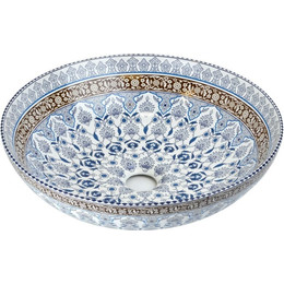 Раковина-чаша Bronze de Luxe Марракеш 40 см 1008, белый глянец с декором - фото 