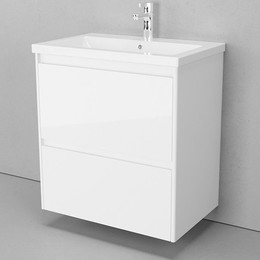 Тумба подвесная с раковиной Velvex Klaufs 70 см tpKLA.70.2Y-616.216, белый глянец - фото 