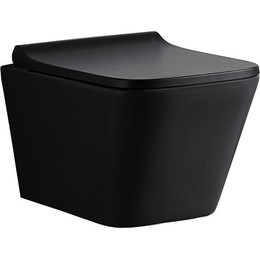 Унитаз подвесной CeramaLux Rimless 5171MB с крышкой микролифт, черный матовый, Цвет производителя: чёрный матовый - фото 