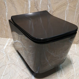 Унитаз подвесной CeramaLux Rimless NS5170-18 с крышкой микролифт, черный глянцевый, Цвет производителя: чёрный глянцевый - фото 