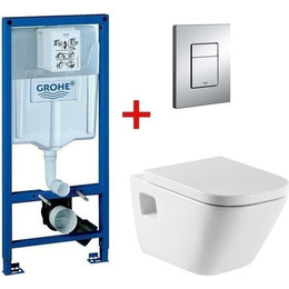 Инсталляция с подвесным унитазом комплект: Grohe Rapid SL 38772001 с подвесным унитазом Roca Gap 346477000 сиденье микролифт, крепление, кнопка смыва хром - фото 