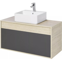 Тумба подвесная со столешницей Акватон Лофт Урбан 100 см 1A247701LQX60, дуб орегон/серый графит - фото 