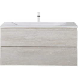 Тумба подвесная с раковиной Cezares MOLVENO-100-2C-SO-LB 100 см, Legno Bianco - фото 