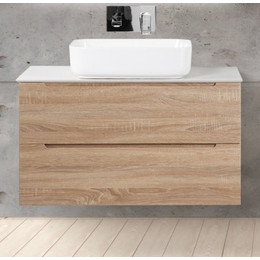 Тумба подвесная со столешницей BelBagno ETNA-1000-2C-SO-WO-P 100 см, Rovere Bianco/Bianco Opaco, Цвет фасада: Rovere Bianco - фото 