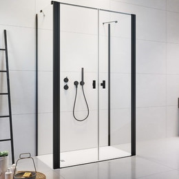 Душевое ограждение Radaway Nes 8 Black DWD+2S 120x75 см (стекло 8 мм), черный/прозрачное - фото 