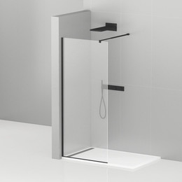 Душевая перегородка Cezares 130 см LIBERTA-L-1-130-C-NERO (телескопический кронштейн, стекло 8 мм) черный/прозрачное - фото 