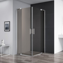 Душевое ограждение Cezares (80-90)x(100-110) см SLIDER-AH-2-80/90-100/110-BR-Cr (стекло 8 мм) хром/бронзовое - фото 