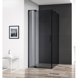 Душевое ограждение Cezares 70-80x80 см SLIDER-AH-1-80-70/80-GRIGIO-NERO (стекло 8 мм) черный/серое - фото 