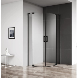 Душевое ограждение Cezares (90-100)x(90-100) см SLIDER-R-2-90/100-C-NERO (стекло 8 мм) черный/прозрачное - фото 