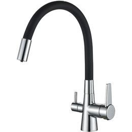 Смеситель для кухни Haiba HB76858-7, хром/черный - фото 