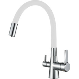 Смеситель для кухни Haiba HB76858-8, хром/белый - фото 