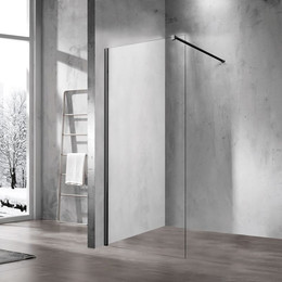 Душевая перегородка Vincea Walk-In 120 см VSW-1H120CLB (стекло 8 мм) с кронштейном в комплекте, черный/прозрачное - фото 