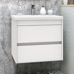 Тумба подвесная с раковиной Art&Max Family-580-2C-SO-BL 58 см, белый глянец - фото 