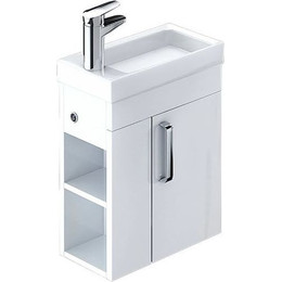 Тумба подвесная с раковиной Iddis Torr 40 см TOR40W1i95K, белый глянец - фото 