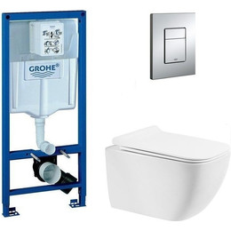 Инсталляция Grohe Rapid SL с подвесным безободковым унитазом BelBagno Alpina - фото 