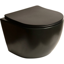 Унитаз подвесной безободковый SantiLine SL-5018MB с крышкой микролифт, черный матовый, Цвет производителя: чёрный матовый - фото 