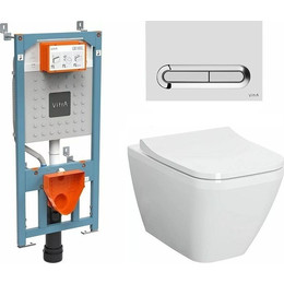 Инсталляция с подвесным безободковым унитазом Vitra Integra Square 9856B003-7206 - фото 