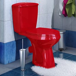 Унитаз-компакт Оскольская керамика Элисса Стандарт красный с полипропиленовой крышкой 43360130202, Цвет производителя: красный - фото 