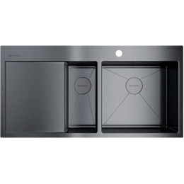 Мойка кухонная Omoikiri Akisame 100-2-GM-R (4973104) 1,2 мм, вороненая сталь, Цвет производителя: вороненая сталь - фото 