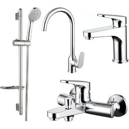 Набор смесителей 4 в 1 для ванны Bravat Eler - фото 