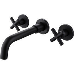 Смеситель для раковины настенный Abber Wasser Kreis AF81121B (со скрытой частью) черный матовый, Цвет производителя: чёрный матовый - фото 