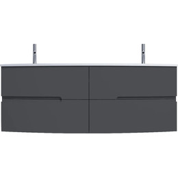 Тумба подвесная с раковиной Jacob Delafon Nona 140 см EB1891RU-442, серый антрацит (стеклянная раковина EB1887RU-DE4, серый матовый) - фото 