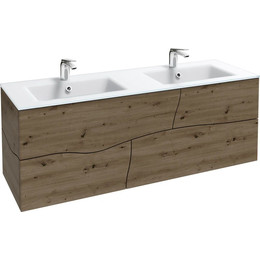 Тумба подвесная с раковиной Jacob Delafon Sherwood 140 см EB1835RU-P13, состаренный дуб (раковина EB1832RU-DE1, цвет белый матовый) - фото 