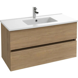 Тумба подвесная с раковиной Jacob Delafon Tolbiac 100 см EB2383-E75, дуб давос натуральный (раковина EXUA112-00) - фото 