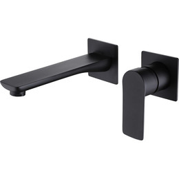 Смеситель для раковины настенный Abber Weiss Insel AF8082B (со скрытой частью) черный матовый, Цвет производителя: чёрный матовый - фото 