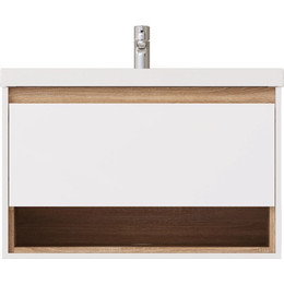 Тумба подвесная с раковиной Mirsant Scandy 80 см, белый - фото 