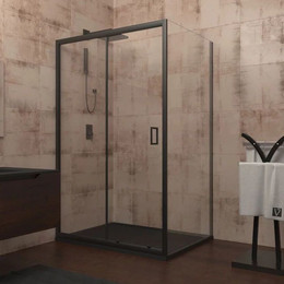 Душевое ограждение Veconi Rovigo 120x120 см RV046B-120120-01-C5, чёрный/прозрачное - фото 