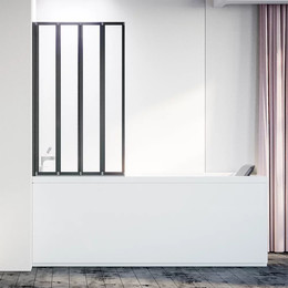 Шторка для ванны Veconi Palau 120 см PL74BL-120-01-19C4 L, чёрный/прозрачное - фото 