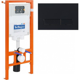 Инсталляция для унитаза BelBagno BB002-80/BB012-MR-NERO.M (кнопка Marmi, цвет черный матовый) - фото 