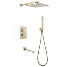 Душевая система для ванны с термостатом Abber Daheim AF8250G, золото матовое - фото 
