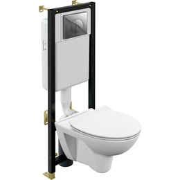 Инсталляция Cersanit Black с подвесным безободковым унитазом Parva New Clean On A64231 - фото 