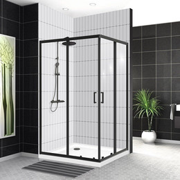 Душевое ограждение BelBagno 120x100 см UNO-195-AH-2-120/100-C-NERO, черный/прозрачное - фото 