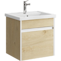 Тумба подвесная с раковиной Aqwella Urban 50 см URB0105DD, дуб давос, Цвет фасада: светлое дерево - фото 