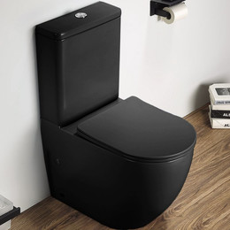Унитаз-компакт CeramaLux Rimless 2166XMB с крышкой микролифт, черный матовый, Цвет производителя: чёрный матовый - фото 