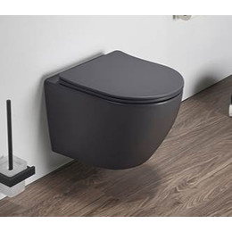 Унитаз подвесной CeramaLux Rimless 2197MDH с крышкой микролифт, серый матовый, Цвет производителя: серый - фото 