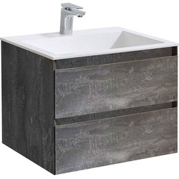 Тумба подвесная с раковиной Vincea Luka 60 см VMC-2L600GS (раковина белая VCB-13600W), серый камень - фото 