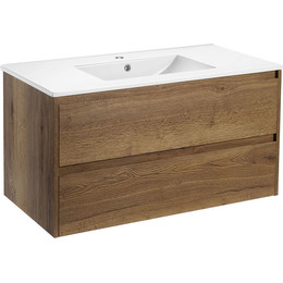 Тумба подвесная с раковиной Vincea Gio 100 см VMC-2G100TO, дуб табак - фото 