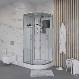 Гидробокс Niagara Ultra NG-301-01 90x90 см, хром/прозрачное/матовое (безсиликоновая сборка) - фото 