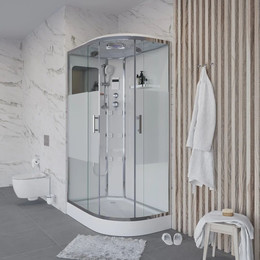 Гидробокс Niagara Ultra NG-303-01L 120x80 см, хром/прозрачное/матовое (безсиликоновая сборка) - фото 