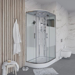 Гидробокс Niagara Ultra NG-303-01R 120x80 см, хром/прозрачное/матовое (безсиликоновая сборка) - фото 