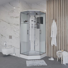 Гидробокс Niagara Ultra NG-306-01 90x90 см, хром/прозрачное/матовое (безсиликоновая сборка) - фото 